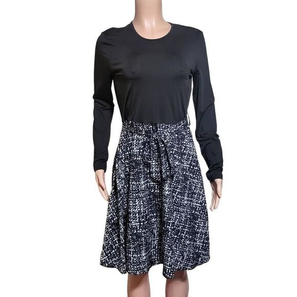 Shein women's long sleeve fit and flare tie front midi dress L - Picture 1 of 7